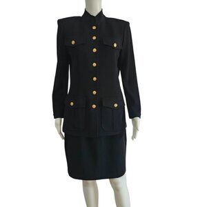 St. John Collection Marie Gray 2 Pcs Jacket and Skirt Suit Santana Knit Womens 8